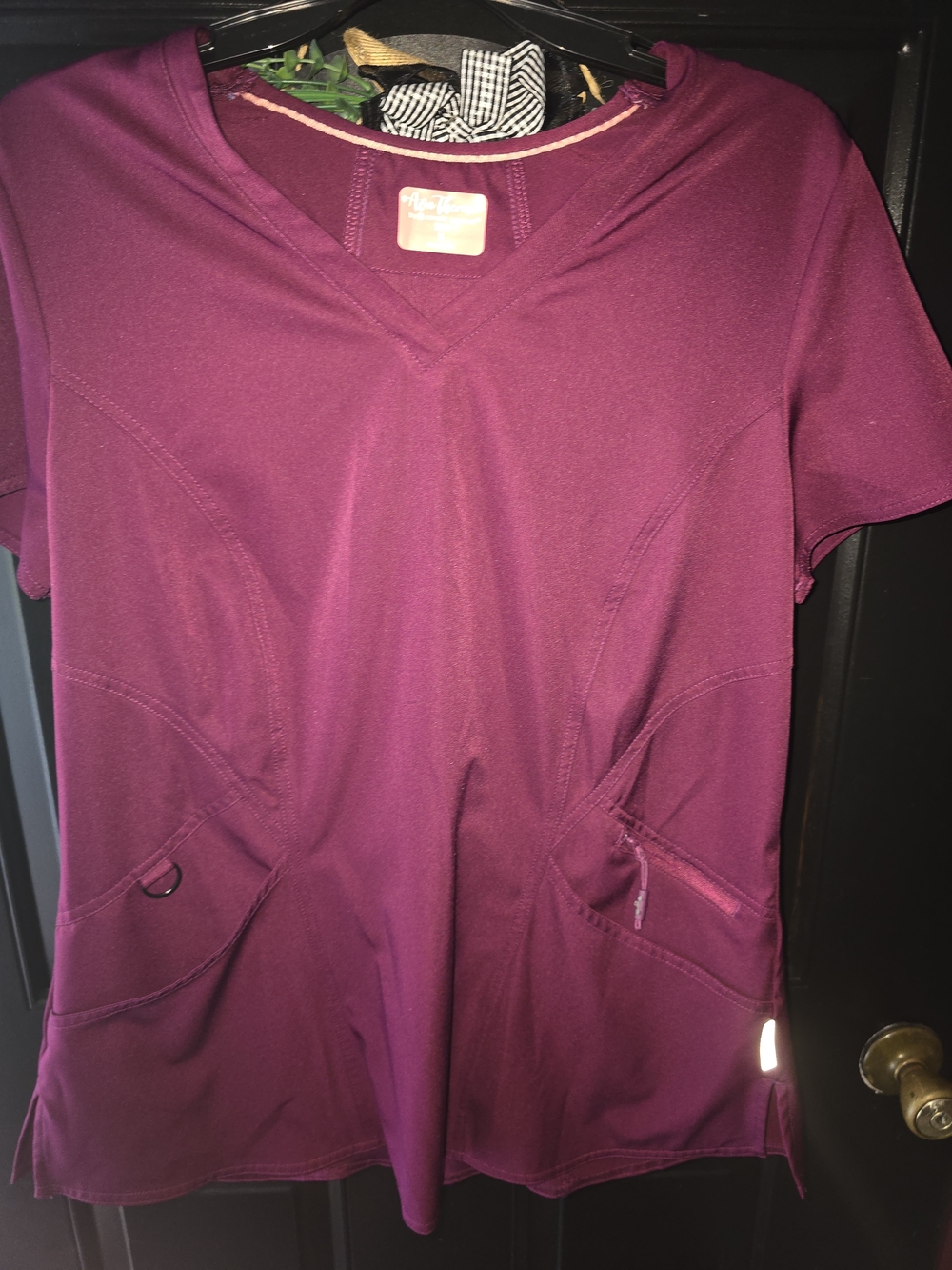 Ava Therese Scrub Top in Burgundy or Wine Medium